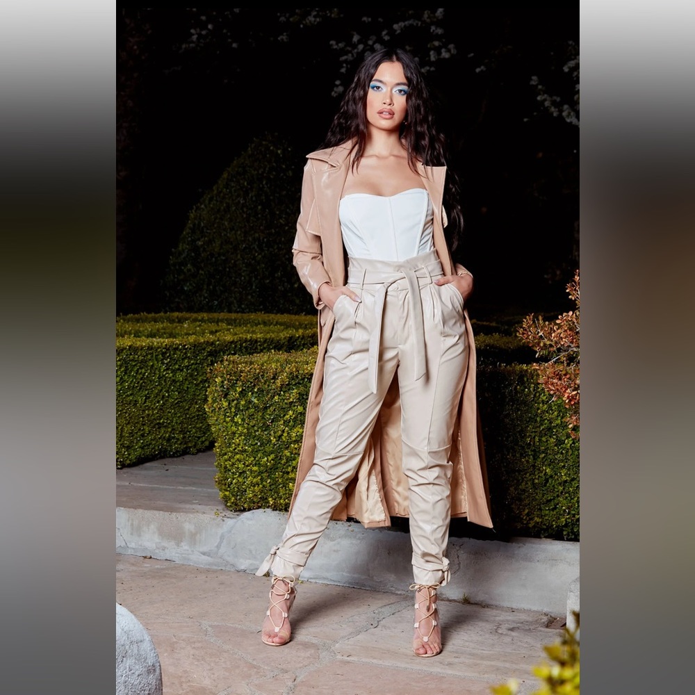 Fashion Nova- “she did not come to play trench-coat” in Taupe